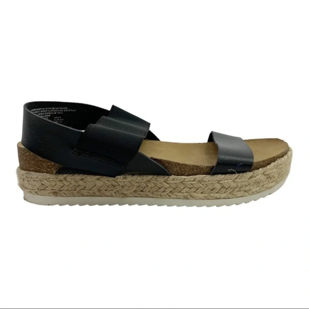 Big Buddha Espadrille Platform Vegan Leather Sandals Women’s Black Brown Size 9